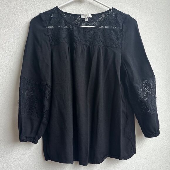 Joie Black Lace Long Sleeve Blouse size small - Picture 1 of 3